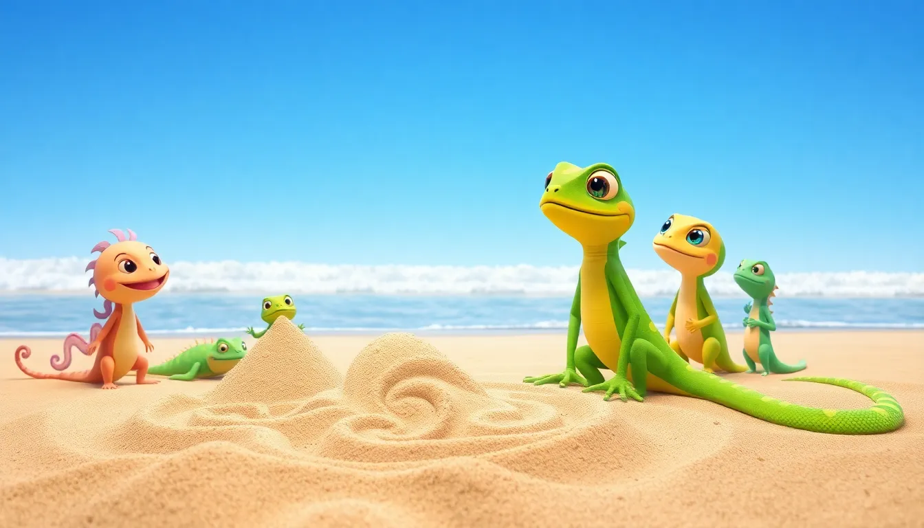 Lucas le Lézard et les Sableuses 3 Illustration de La Rencontre Magique