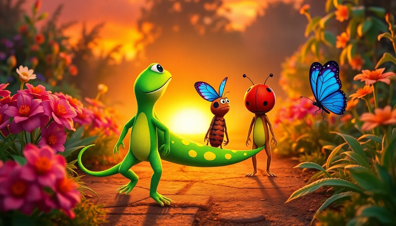 Lucas le Lézard et les Sableuses 5 Lucas et ses amis de retour au jardin