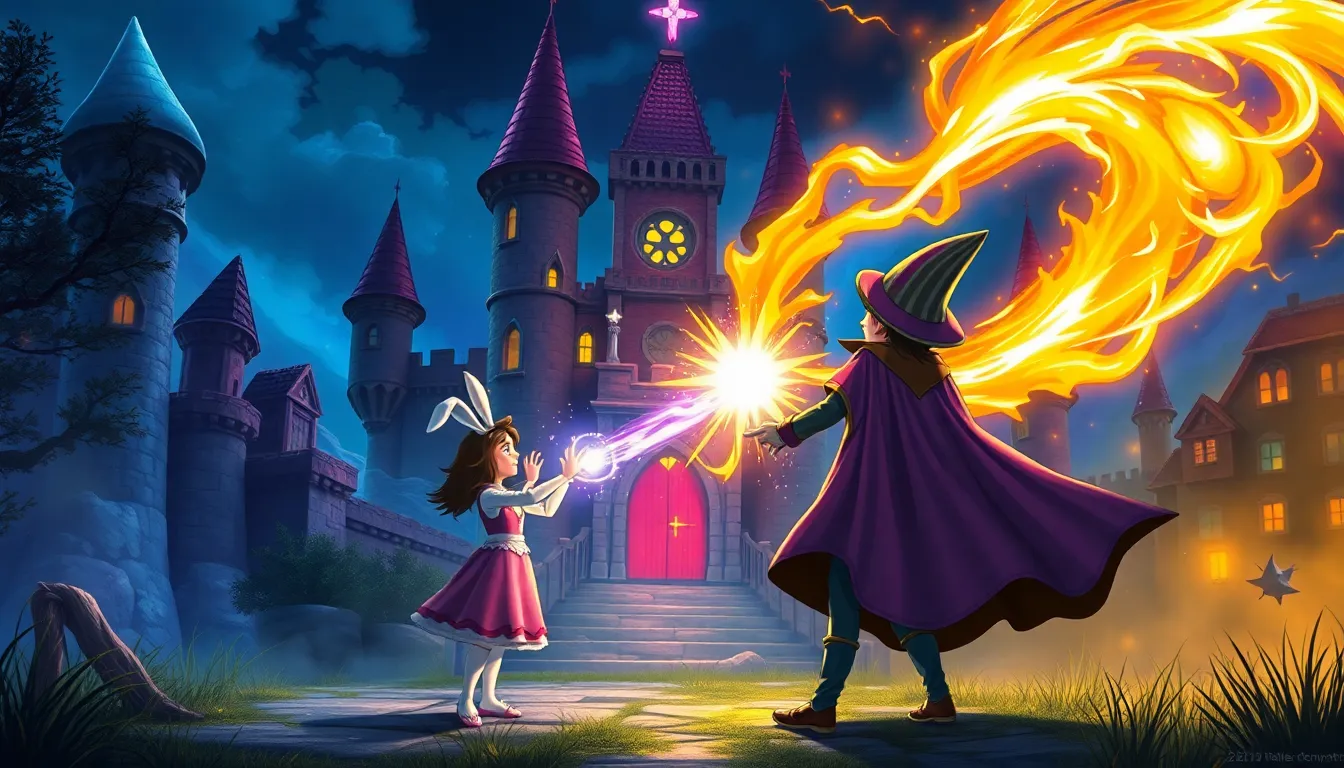 Lila et le Château Magique 5 Lila confrontant le sorcier dans un duel magique.
