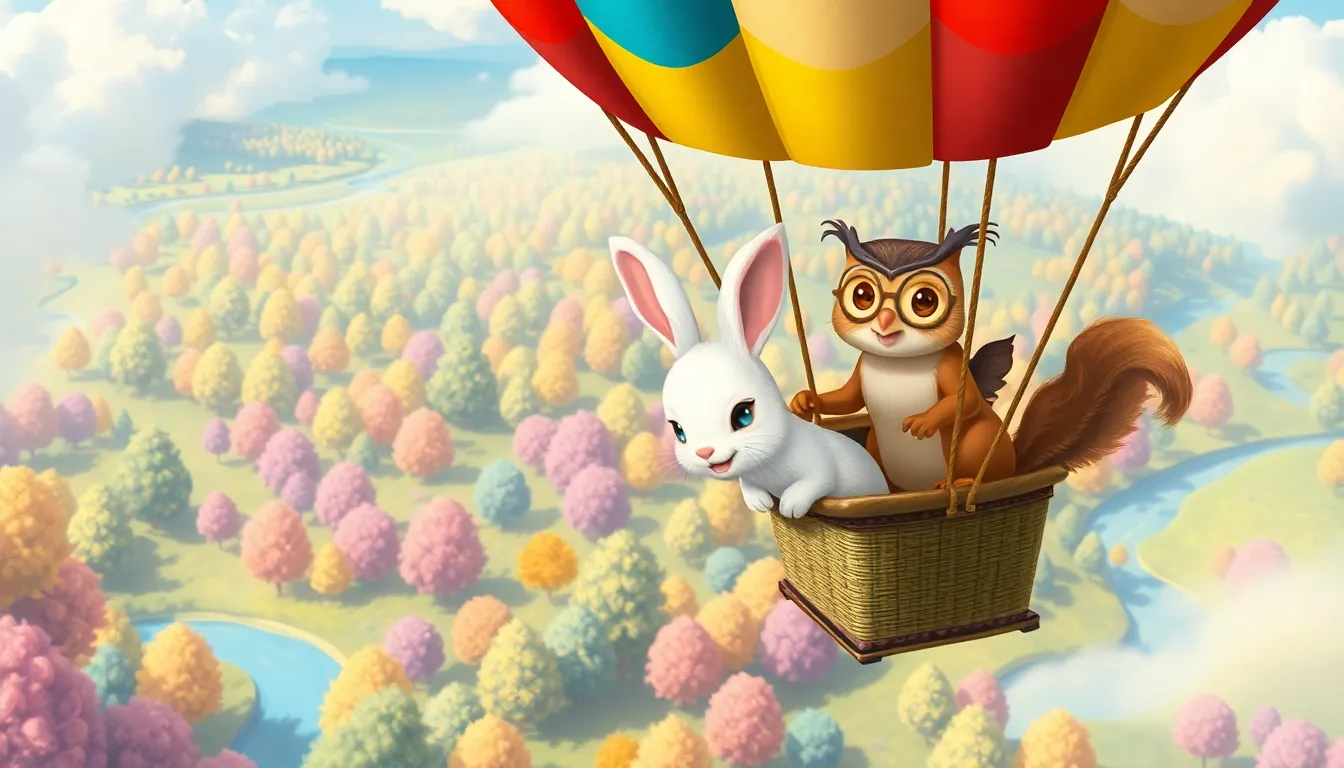 Les Rêves de Petit Lapin 4 Illustration de L'Aventure en Montgolfière