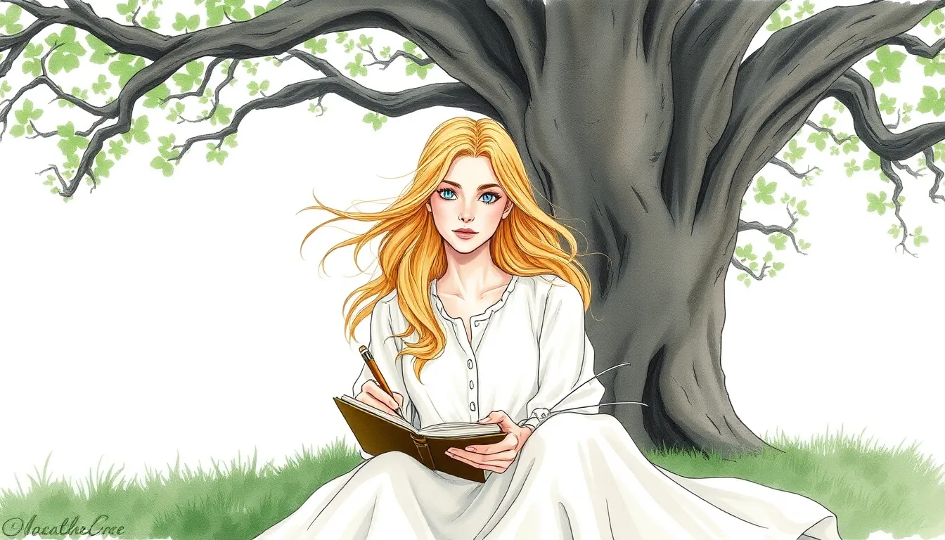 Les Mots du Vent : Messages du vent et sagesse de la nature 1 Illustration de La Poétesse et le Souffle du Vent