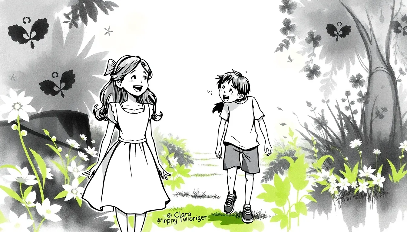 Les Jardins des Rencontres : Une Amitié Éclatante 2 Illustration de Les Rires Partagés