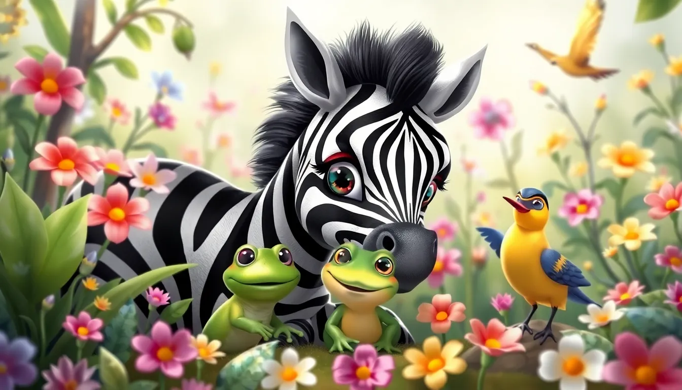 Zoé le Zèbre et le Jardin Magique 3 Illustration des Amis Magiques