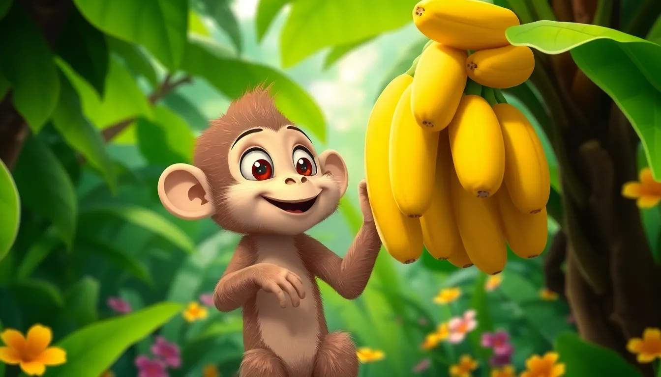 Le Singe et le Bananiers 1 Illustration de La Découverte des Bananiers