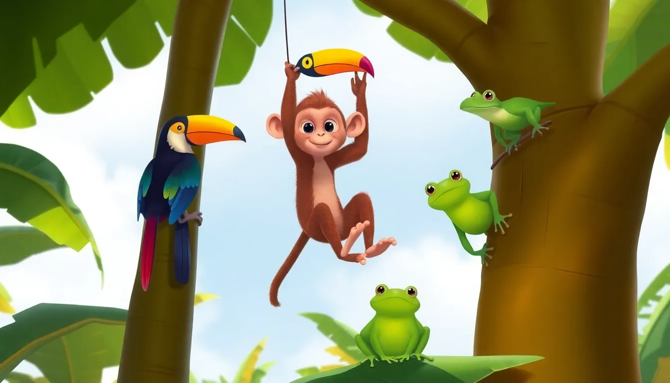 Le Singe et le Bananiers 3 Illustration de L'Escalade