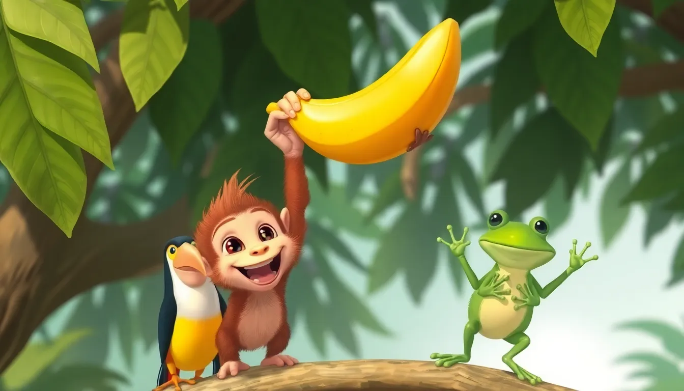 Le Singe et le Bananiers 4 Illustration de La Récompense