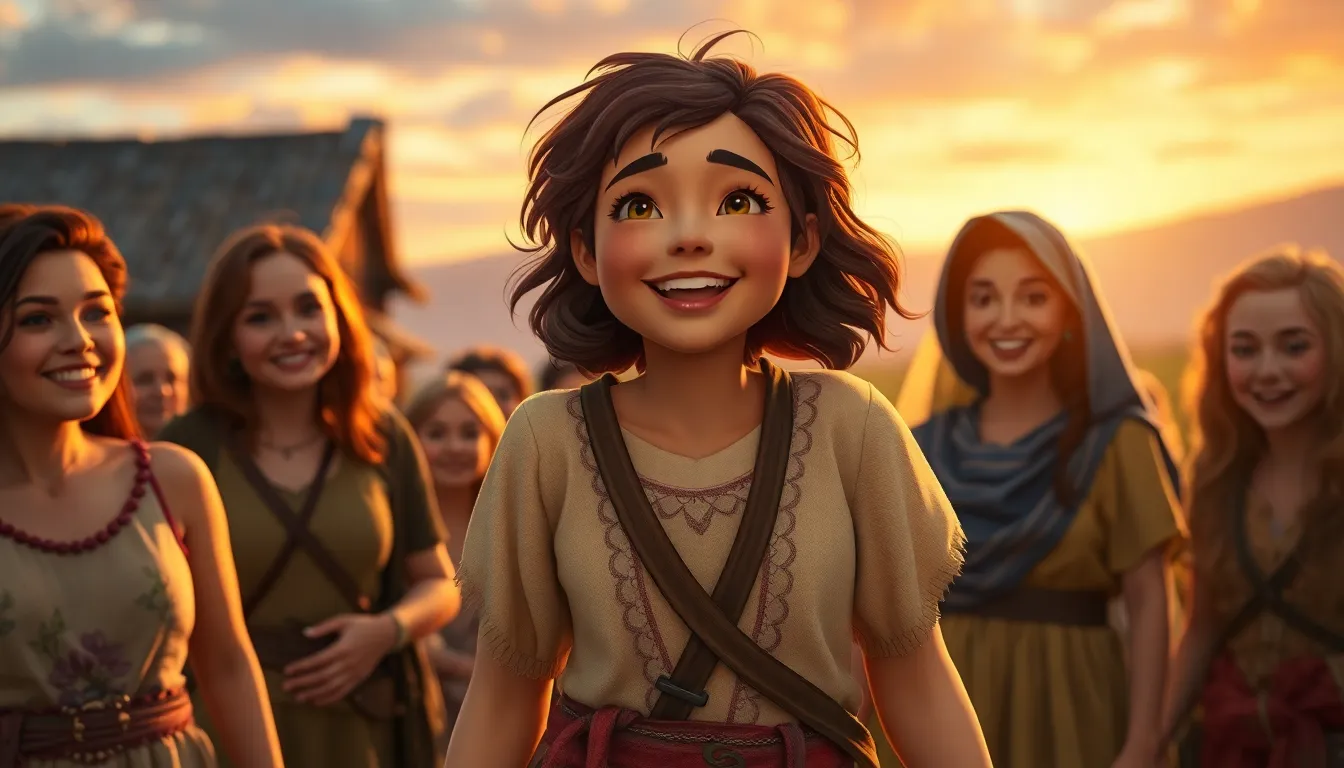 Émilie et la Légende du Dragon de Glace 7 Illustration de Le Retour au Village