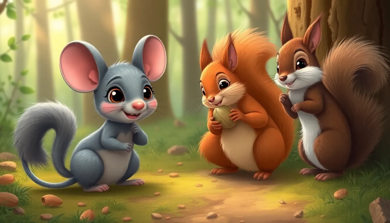 Le Trésor de Noël de Mia la Petite Souris 3 Illustration de L'Aide de la Famille des Écureuils