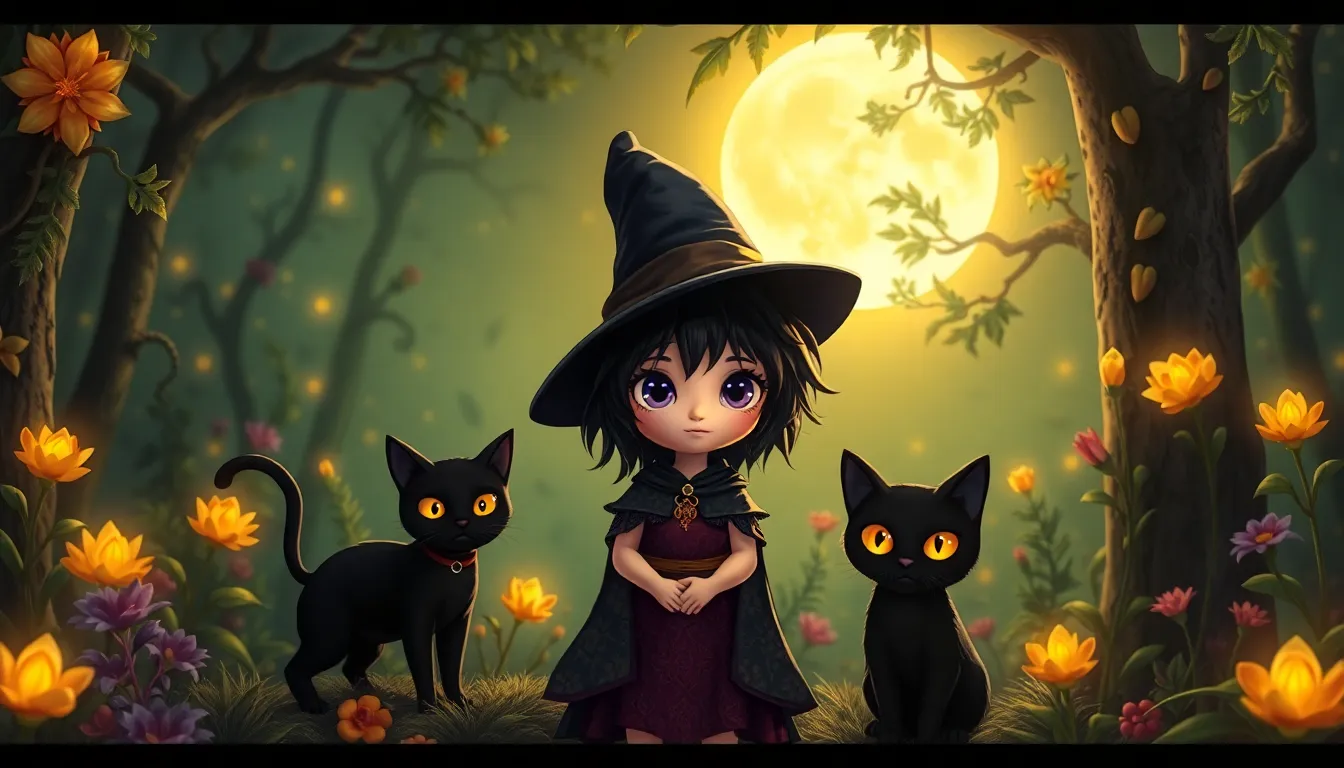 La Petite Sorcière et le Bal Masqué 2 Illustration de La Rencontre avec le Chat Noir