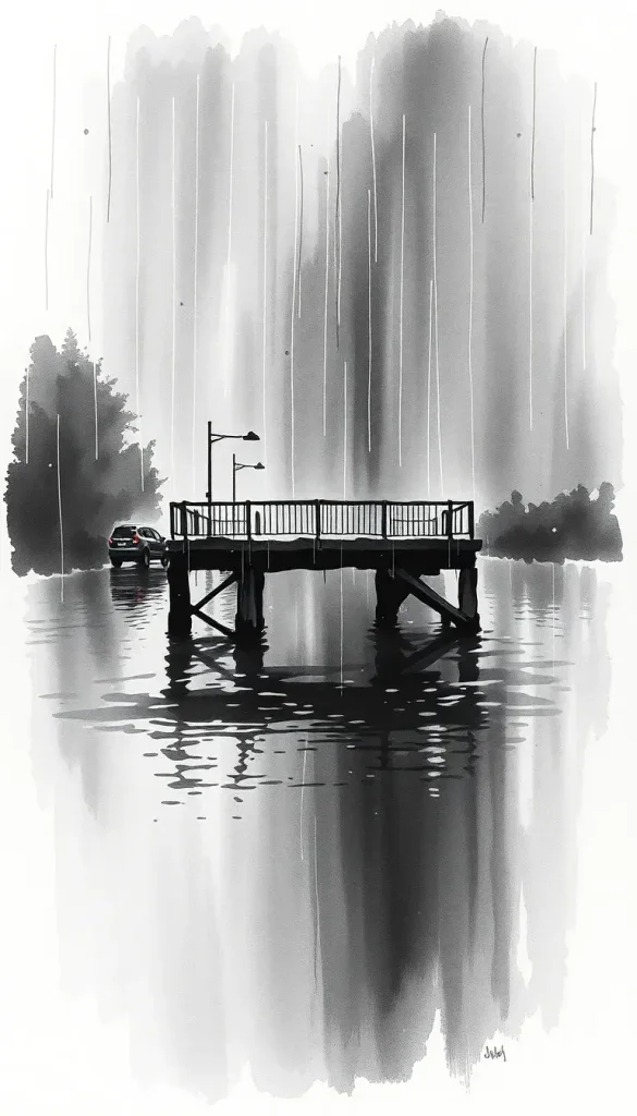Espoir perdu sous un pont sous la pluie