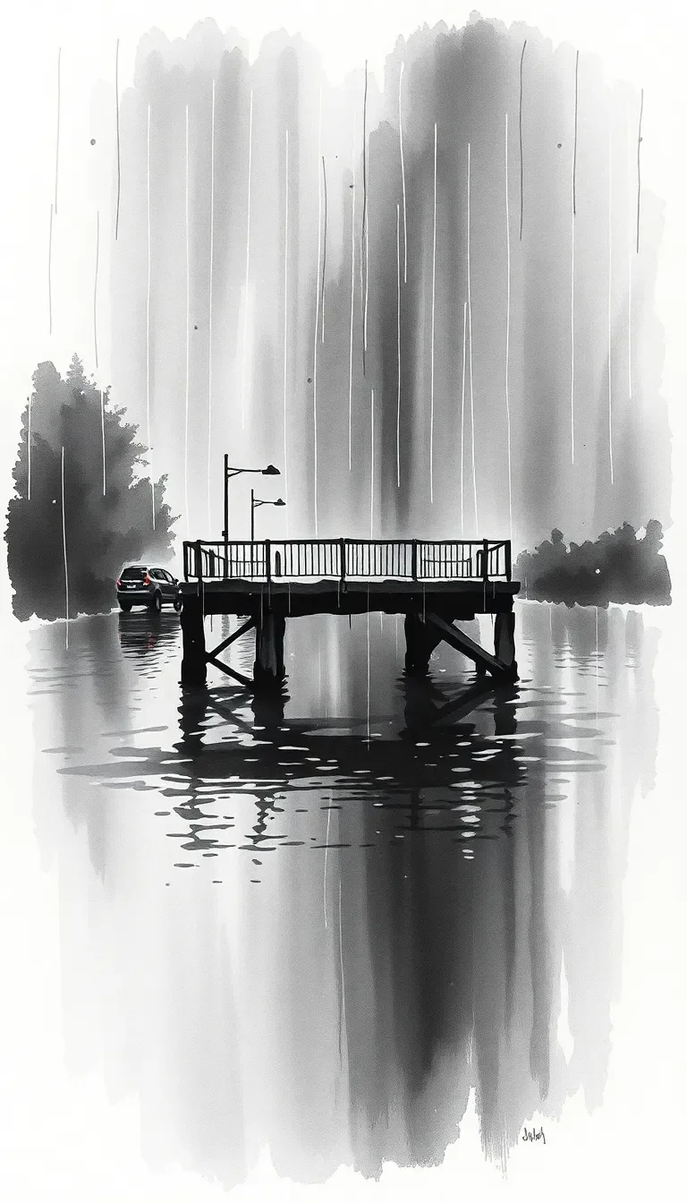 Espoir perdu sous un pont sous la pluie