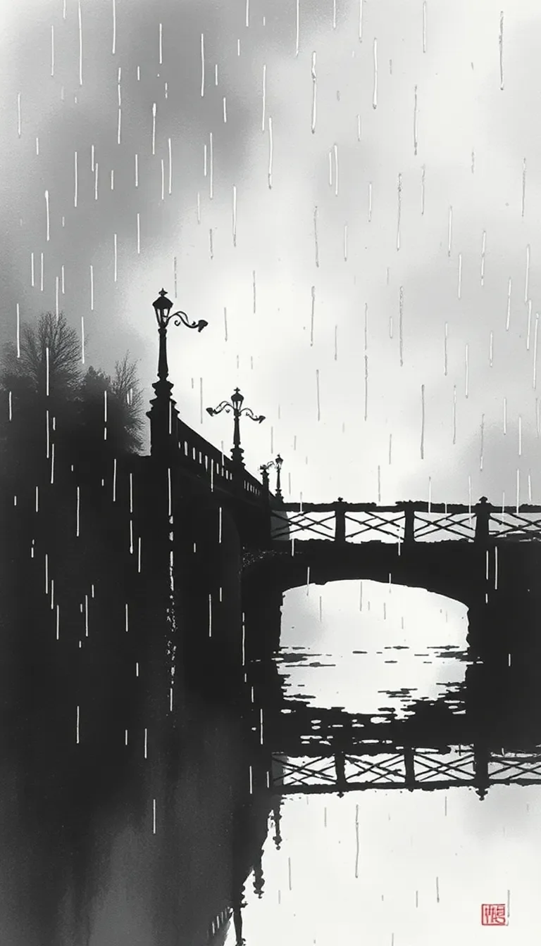 Mystère sous un pont sous la pluie