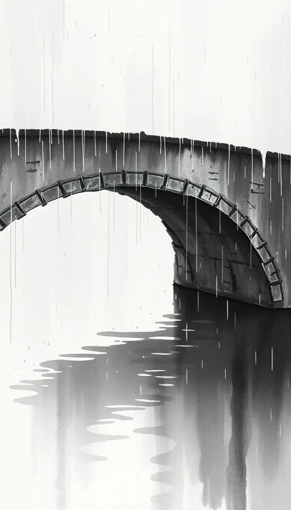 Guerre sous un pont sous la pluie