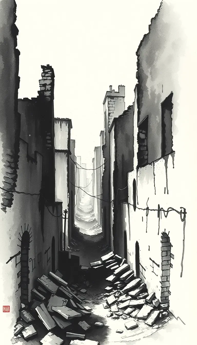 Guerre sous une ville en ruines