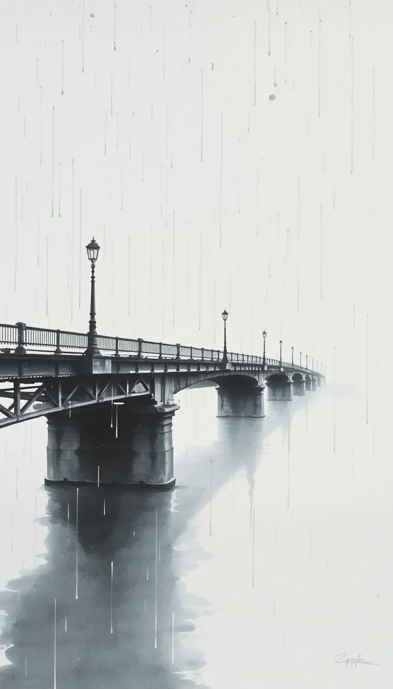 Rêve et réalité sous un pont sous la pluie