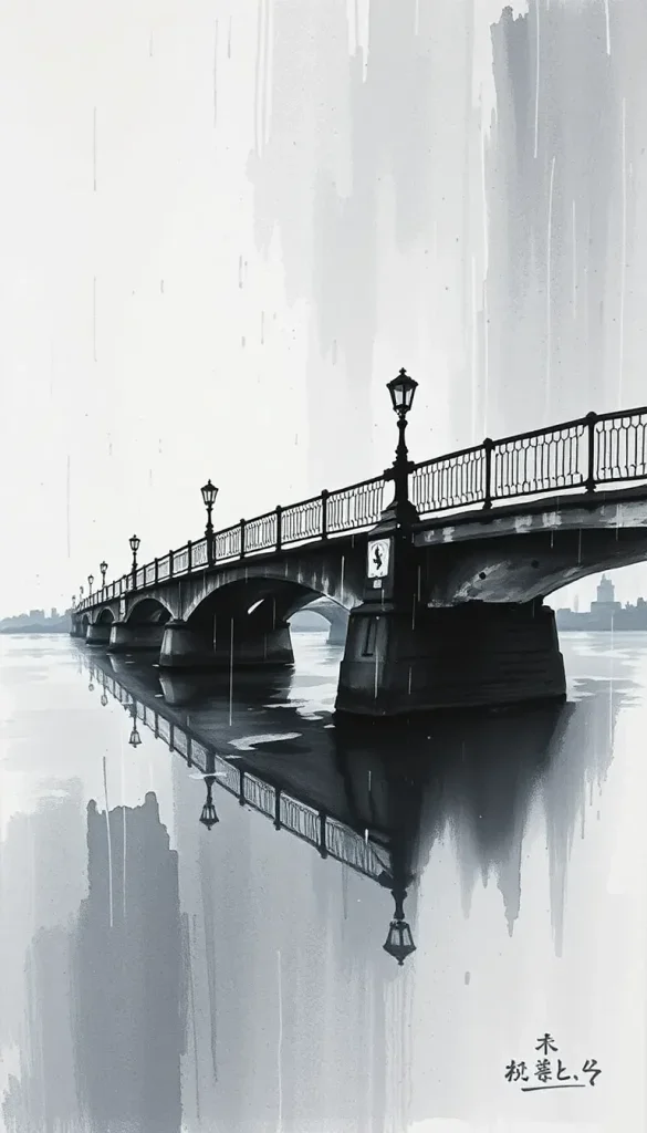 Voyage intérieur sous un pont sous la pluie