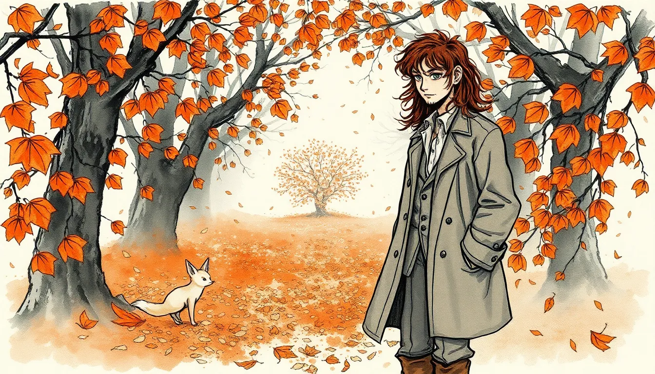 Les Fleurs du Temps : Un jardin féerique des saisons 4 Allée d'automne dans le jardin des saisons, feuilles cuivrées et fleurs pleurant des pétales en forme de lettres