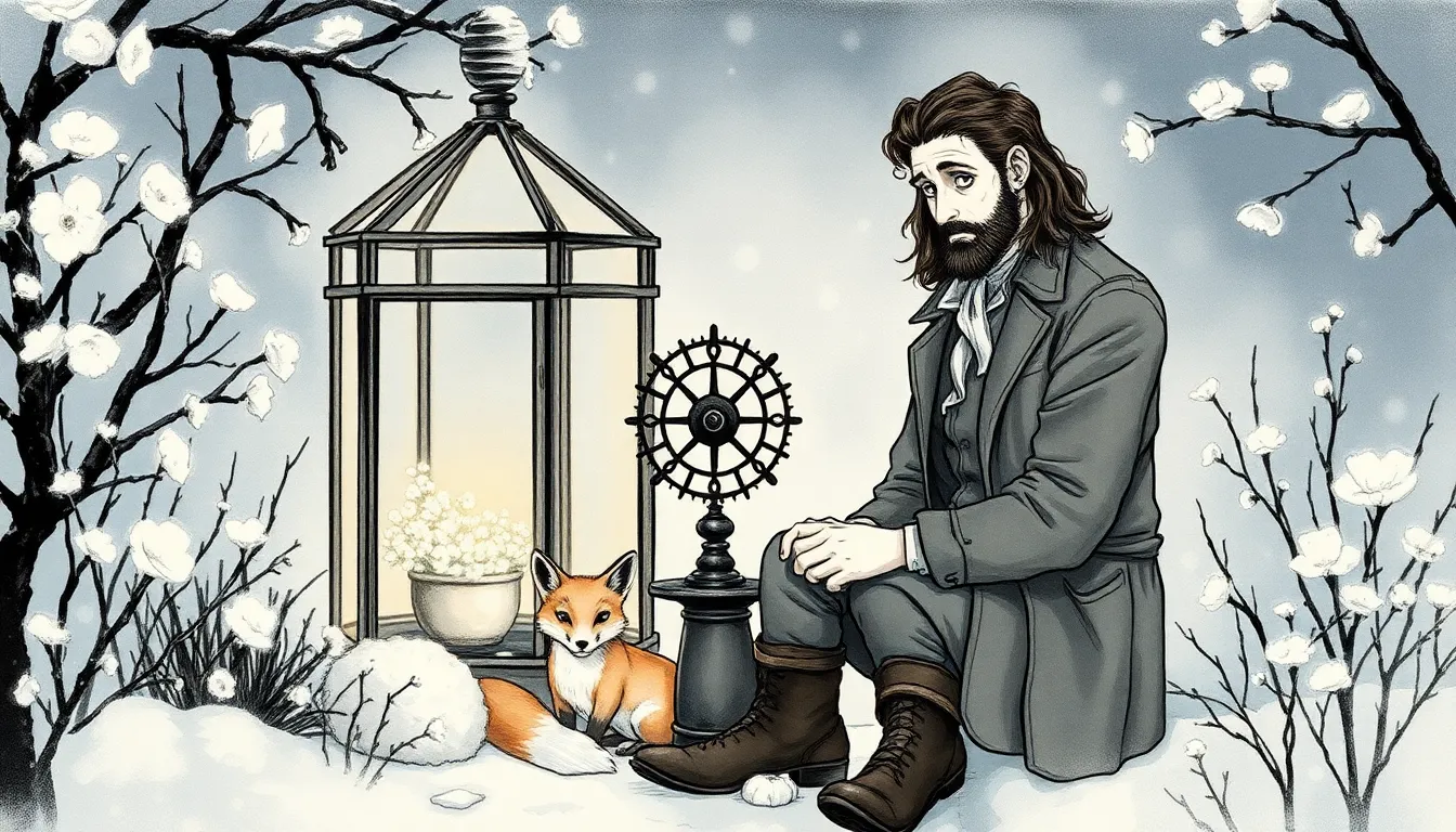 Les Fleurs du Temps : Un jardin féerique des saisons 5 Illustration de L'Hiver du Silence, serre chauffée et fleurs blanches fragiles