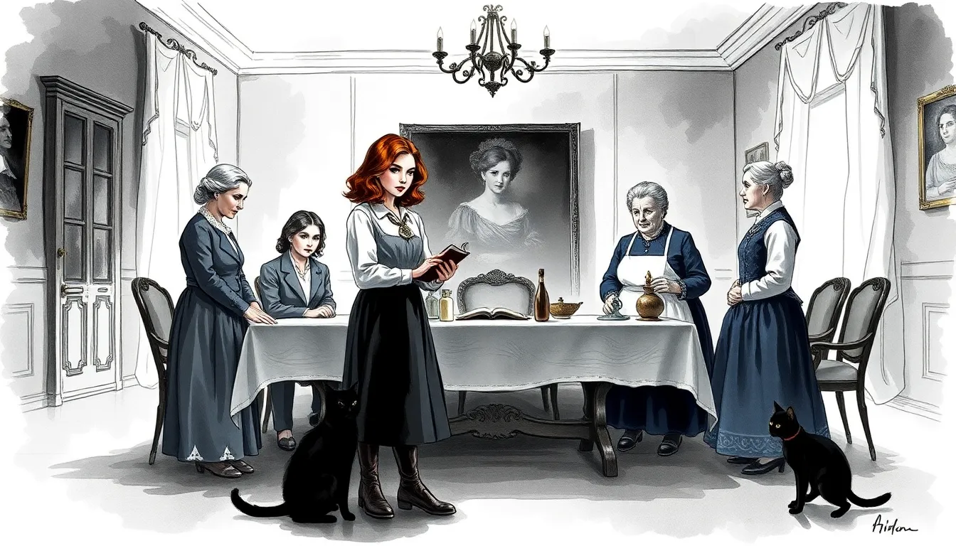 Le Jardin des Secrets : Mystère d'une héritière et son jardin caché 7 Illustration de la confrontation familiale dans le salon du manoir