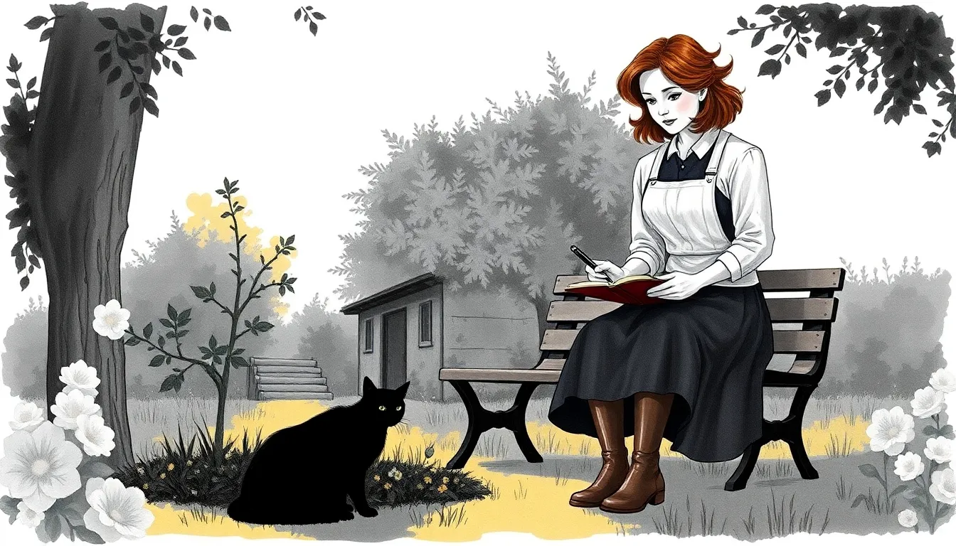 Le Jardin des Secrets : Mystère d'une héritière et son jardin caché 10 Le jardin transformé avec un coin mémoire, Ariane et Hélène au soleil