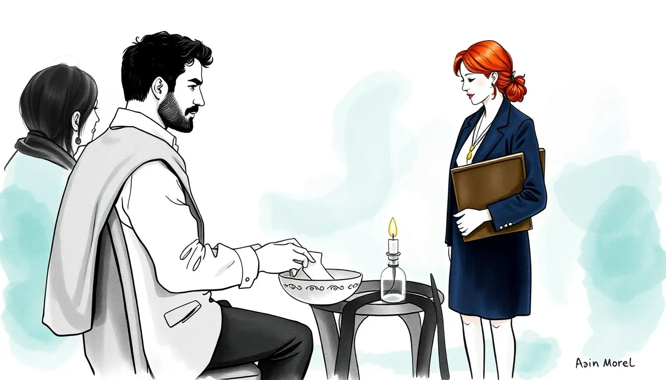 Illustration d'un cercle de parole où l'on dépose un papier plié dans un bol commun