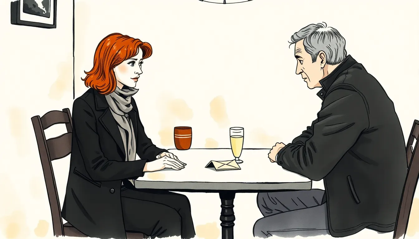 Illustration du chapitre : dîner sobre entre Claire et Marc, gestes de réconciliation