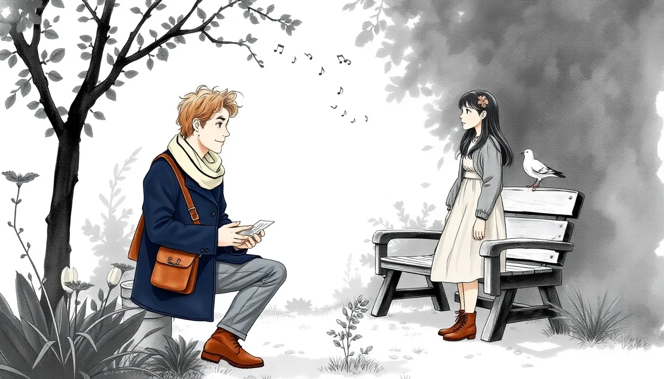 La Mélodie du Bonheur : Une poésie enchantée pour l'âme 2 Illustration du jardin communautaire où Antoine rencontre Elise