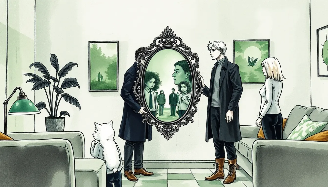 Groupe réuni autour d'un miroir révélateur