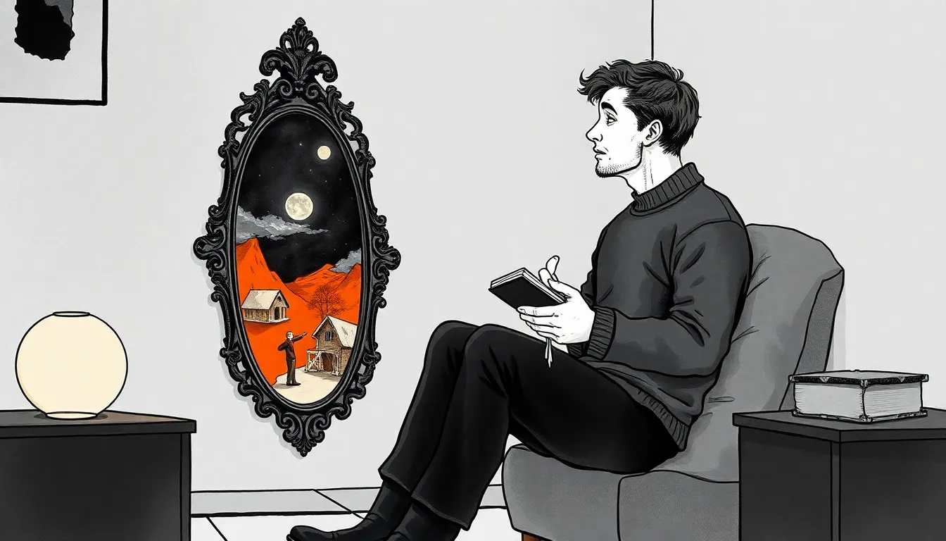 Antoine face au miroir, nuit urbaine, introspection profonde